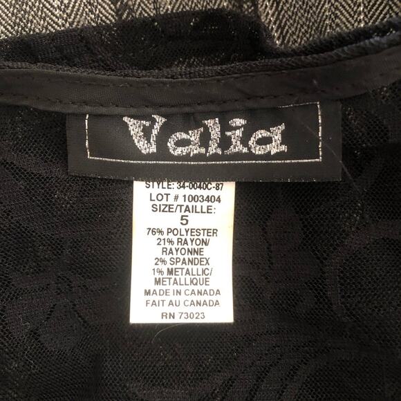 Vintage Valia Houndstooth Metallic Strands 3 Button Black Lace Back Vest Size 5 - Picture 7 of 8
